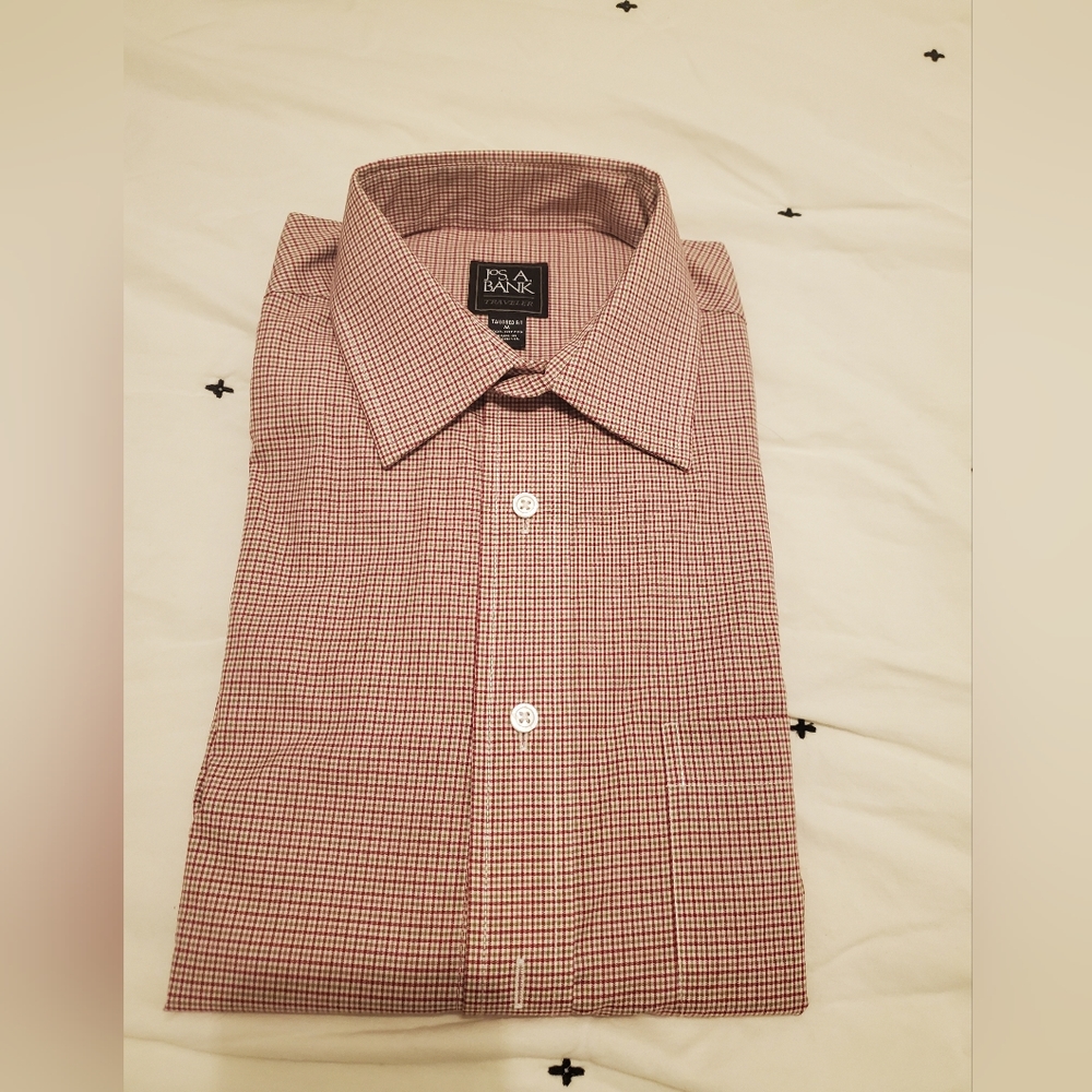Jos. A. Bank Men's Traveler Long Sleeve Button Down Dress Shirt Tailored Fit M